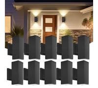 Aigostar Applique da Esterno GU10 - Lampade da Interni ed Esterni - 10 Pezzi in Alluminio Impermeabile IP65, per Patii,Giardini,Corridoi,Balconi,Vialetti, Lampadina Non Inclusa, Nero