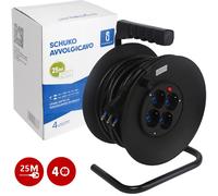 Aigostar Avvolgicavo 25m 4 Prese 3000W 3G1.5mm Nero Protezione Termica IMQ