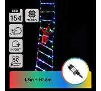 Aigostar Babbo Natale Scaletta Luminosa 154 LED Multicolore 1.6m IP44