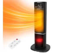 Aigostar Bert - Termoventilatore Ceramico Stufa Elettrica a Torre Silenziosa Riscaldatore elettrico con Telecomando 3 Modalità Termostato Regolabile, Timer 7.5h Oscillazione di 70 ° 2000W Nero