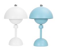 Aigostar Bianco+Blu -2 Pezzi Lampada da Tavolo Magnetica Touch, Lampada da Comodino senza Fili con 3 Temperature di Colore e Dimmerabile, Ricaricabile USB per Camera da Letto, Ristorante