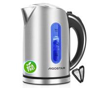Aigostar Bollitore Elettrico Acciaio Inox, Finestra livello con luce blu