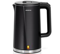 Aigostar Bollitore Elettrico Acciaio Inox Nero 1,7 Litri - Bollitura Rapida Electric Kettle 2200W, Doppio Isolamento, Senza Plastica All'interno, Spegnimento Automatico, Senza BPA