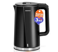 Aigostar Bollitore Elettrico Acciaio Inox Nero, Doppio Isolamento