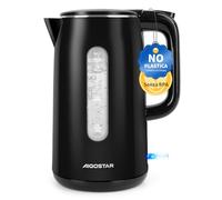 Aigostar Bollitore Elettrico Acciaio Inox per Uso Alimentare, Nero 1,7 Litri, Bollitura Rapida Electric Kettle 2200W, Doppio Isolamento, Senza BPA, Visualizzazione del Livello Dell'acqua
