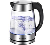 Aigostar Bollitore Elettrico in Vetro Acciaio Inox 1,7 Litri - Bollitura Rapida Electric Kettle 2200W, illuminazione a LED, Vetro Borosilicato, Senza BPA, Filtro Anticalcare, Spegnimento Automatico