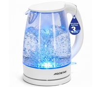 Aigostar Bollitore Vetro 2200W 1.7L LED Blu Spegnimento Auto Piastra Inox
