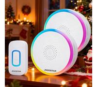 Aigostar campanello senza fili, Campanello Wireless Impermeabile IP55 da Esterno, Campanello Wireless RGB, Portata 150M, 5 Livelli Volume 60 Melodie, Bianco, 1 Trasmettitore+2 Ricevitor