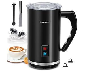 Aigostar Capu - Montalatte Elettrico 500W 240mL, Cappuccinatore Silenzioso 3 in 1 Montalatte Automatico per schiuma di latte caldo e freddo,Rivestimento Antiaderente, per Caffè, Latte, Cappuccino
