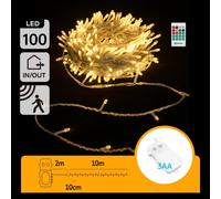 Aigostar Catena Luminosa 100 LED Calda 10m Sensore Musica 3AA IP44