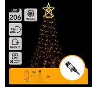 Aigostar Catena Luminosa Albero 3D Stella 206 LED Calda 2m IP44 Esterno