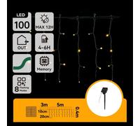 Aigostar Catena Solare Cascata 100 LED 5m IP65 Calda 5 Pezzi