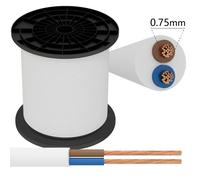 Aigostar Cavo Elettrico H05VV-F 2x0.75mmq 150m Bianco NOFC Tondo 500V