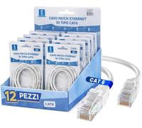 Aigostar Cavo Ethernet CAT6 5m Grigio RJ45 LAN Alta Velocita PC 12 PEZZI
