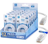 Aigostar Cavo Ethernet CAT7 5m Bianco RJ45 LAN Alta Velocita PC 12 PEZZI