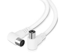 Aigostar - Cavo coassiale per antenna, cavo TV Full HD, angolo 90 gradi, supporta DVB-T, DVB-S, DVB-C, DVB-S2 e HDTV, per TV e radio, bianco, 8 m