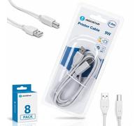 Aigostar Cavo USB 2.0 Stampante AM/BM 1.8m Grigio Rame Alta Velocità 8 PEZZI