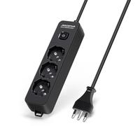 Aigostar Ciabatta Multipresa P40 3 Posti – 3 prese 16A 250V, interruttore, cavo 3 m, nera