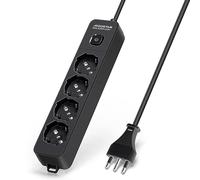 Aigostar Ciabatta Multipresa 4 Posti 3680W con Interruttore, Cavo 1.5m Nero, Presa Multipla Italiana 16A - Ideale per Casa, Ufficio e Cucina