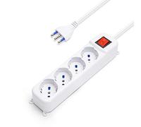 Aigostar Ciabatta Multipresa Elettrica a 4 Posti Prese Italiane 10/16A Schuko, Cavo 1.5 Metri, 250v/2500W. Color Bianco