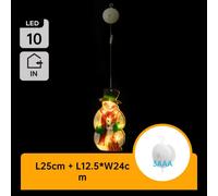Aigostar Ciondolo Pupazzo Neve 10 LED Calda Batteria Ventosa 12x24cm