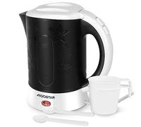 Aigostar Cooltravel 30JQL - Bollitore elettrico da viaggio, 650W, 0.6L, Spegnimento automatico e protezione contro l’utilizzo senza acqua all’interno, BPA Free, inclusi due 2 tazzine e 2 cucchiai