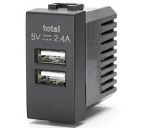 Aigostar Doppia Presa USB 2.4A Compatibile BTicino Living Nero 8 Pezzi