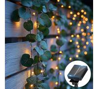 Aigostar Edera Artificiale Catena Luminosa Solare 10M, 100 LED Ghirlanda di Edera a Energia Solare IP65, Edera Artificiale con Lucine 8 modalità per casa, finestra, matrimonio. Luce Calda.