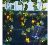 Aigostar Edera Artificiale Catena Luminosa Solare 3M+1M*1M, 70 LED Cascata Luci da Esterno Solari IP65, ghirlanda di edera a energia solare 8 modalità per casa, finestra, matrimonio. Luce Calda