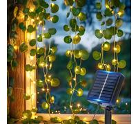 Aigostar Edera Artificiale Catena Luminosa Solare 3M+1M*1M, 70 LED Cascata Luci da Esterno Solari IP65, ghirlanda di edera a energia solare 8 modalità per casa, finestra, matrimonio. Luce Calda