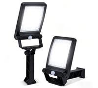 Aigostar Faretti LED da Esterno Solari 50W, 6500K Luce Solare Esterno con Sensore di Movimento PIR e 3 Modalità, IP65, Lampione Solare a LED da Parete per Giardino Terrazza Garage Vialetto, Pack da 2