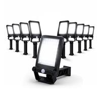 Aigostar Faretti LED da Esterno Solari 50W, 6500K Luce Solare Esterno con Sensore di Movimento PIR e 3 Modalità, IP65, Lampione Solare a LED da Parete per Giardino Terrazza Garage Vialetto, Pack da 10