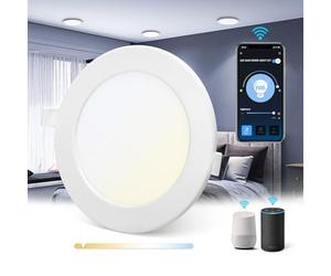 Aigostar Faretti LED da Incasso Intelligenti ultrasottili, 18W. Compatibile con Alexa e Google. Luce dimmerabile da 3000-6500K. Controllo Vocale, Controllo Wi-Fi Wireless.