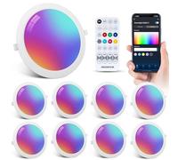 Aigostar Faretti LED da Incasso per Cartongesso 15W, Intelligente Faretto LED Interno Bluetooth Mesh Compatibili con Alexa, Dimmerabile RGB e Bianco Caldo a 2700K-6500K, Ф150-160mm, 8 unità