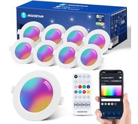 Aigostar Faretti LED da Incasso per Cartongesso 6W, Smart Bluetooth Mesh Lampada da Soffitto, RGB Dimmerabile, Bianco Caldo a 2700-6500K, Compatibili con Alexa, App Controllo, Ф100-110mm, 8 unità