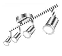 Aigostar Plafoniera 4 Faretti Orientabili GU10 Argento Interni Ferro 43 cm