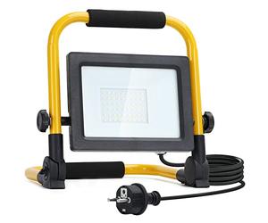 Aigostar - Faretto LED da Cantiere 30W,2740LM,Super luminoso Faro LED con Spina,Equivalente Alogena 274W,con staffa pieghevole, rotazione 360,portatile,Ideale per cantiere edile, officina, Garage