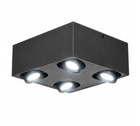 Aigostar Faretto LED GU10 Da Superficie 4 Vie In Metallo Nero D202mm