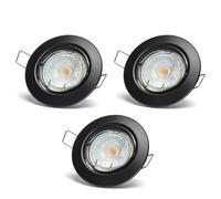 Aigostar Faretto LED Incasso 4.5W 3000K Nero Orientabile Foro 65mm 3 Pezzi