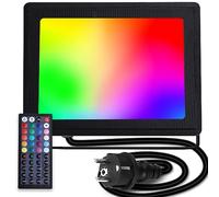 Aigostar Faretto LED per esterni da 50W,Faretti LED a colori RGB con telecomando,6 modalità di stroboscopio,modalità DIY,timer,Faro LED regolabili con spina,IP65 impermeabile per giardino, feste