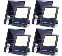 Aigostar faretto Solare con Telecomando,300W Faro LED Esterno con Pannello Solare,3000LM,6500K Bianco Freddo,IP65 Impermeabile,faretto da Esterno,per giardini,terrazze,garage,Confezione da 4