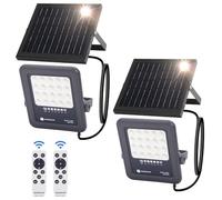 Aigostar faretto Solare con Telecomando, 50W Faro LED Esterno con Pannello Solare, 500LM, 6500K Bianco Freddo, IP65 Impermeabile, faretto da Esterno, per giardini, terrazze, garage,Confezione da 2