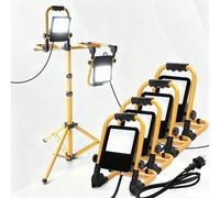 Aigostar Faro da Cantiere 30W, IP65 Impermeabile, Faretto Led da Cantiere con Spina, 6500K Bianco Brillante per Esterno, Lavori, Giardini e Garage, Rotazione 360°, portatile 4 pcs