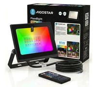 Aigostar Faro LED 10W RGB IP65 Multicolore con Telecomando Nero Ultra-Slim