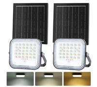 Aigostar- Faro led esterno con grande pannello solare,2 Pezzi,dimmerabile 3000/4000/6500K,4000mAH,Batteria di grande capacità,IP66,Faretto led da esterno solare con telecomando per esterno e giardino