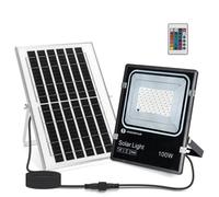 Faro Led 100W Nero con pannello solare IP66 RGB Dimmerabile con telecomando e crepuscolare Aigostar