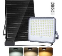 Faro Led 200W Grigio con pannello solare IP66 CCT temperatura colore regolabile Dimmerabile con telecomando e con sensore crepuscolare Aigostar