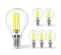 Aigostar Filamento Lampadina Led E14 Luce Fredda 6500K,4W Equivalenti a 40W,470Lm,G45 Stile Vintage, Non Dimmerabile, Pacco da 5 Pezzi