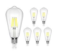 Aigostar Filamento Lampadine Led E27 Luce Fredda 6500K,4W Equivalenti a 40W,470Lm,ST64 Stile Vintage, Non Dimmerabile, Pacco da 5 Pezzi