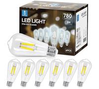 Aigostar Filamento Lampadine Led E27 Luce Fredda 6500K,6W Equivalenti a 54W,700Lm,ST64 Stile Vintage, Non Dimmerabile, Pacco da 6 Pezzi